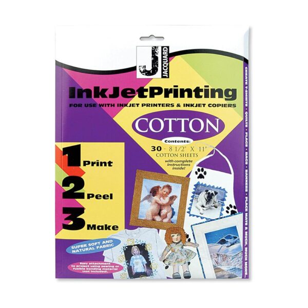Jacquard Inkjet Printable Cotton Fabric, 8.5 by 11 inches, 30 Sheet Pack