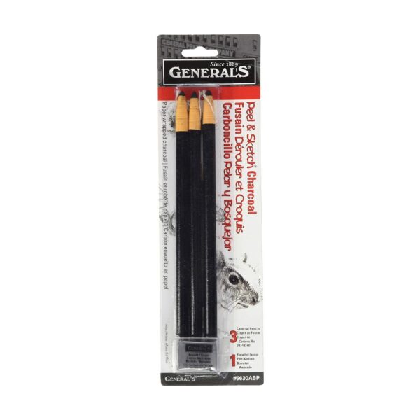 Peel & Sketch Charcoal Pencils 3/Pkg-