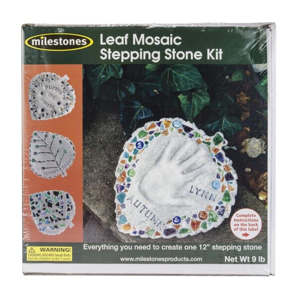 Midwest Products Milestones Decorative Mosaic Leaf Stepping Stone Kit for Flower Beds, Gardens, and Walkways - 901-11455