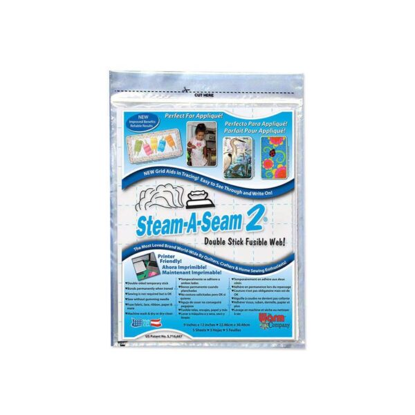 The Warm Company Steam-A-Seam 2 Double Stick Fusible Web-9"X12" Sheets 5/Pkg (5517)