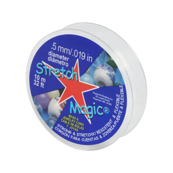 Stretch Magic Elastic Beading Cord – Clear Color, 0.5mm in Diameter, 10-Meter (32 ft) - Easy to Knot, Strong & Stretchy String for Making Beaded Jewelry