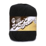 Lily 10201818040 Sugar 'N Cream Super Size Solid Yarn, 4oz, Gauge 4oz Medium, 100% Cotton, Big Ball - Black - Machine Wash & Dry