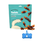 Wiggles & Wags Twists Dog Treats, Beef & Sweet Potato, Soft and Chewy, Grain Free, All Natural, 16 oz with DN Essentials Waste Bag Dispenser & Roll