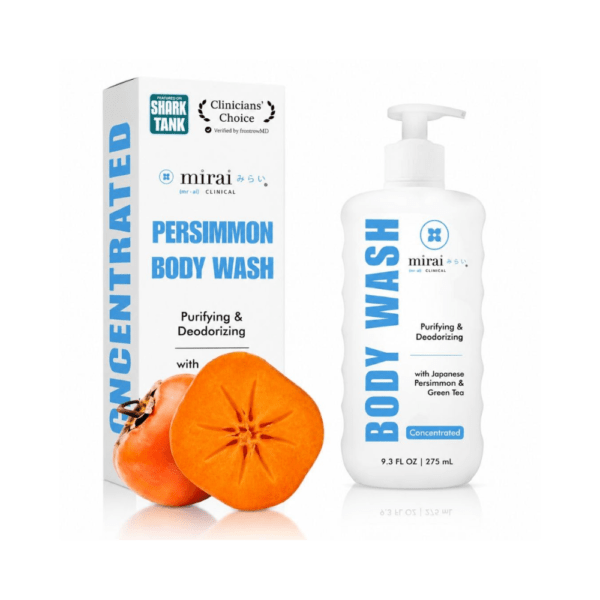 Mirai Clinical Persimmon Body Wash for Old People Smell, Nonenal® Solution | Moisturising Body Wash for Strong Body Odor, Japanese Persimmon and Green Tea Extracts, For Men and Women, 9.29 Fl oz